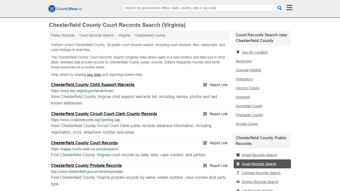 Court Records Search - Chesterfield County, VA (Adoptions, Criminal ...